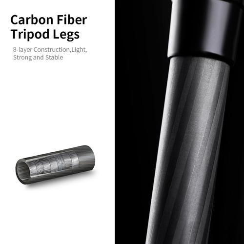 חצובת סיבי פחמן עם ראש כדורי - K&F Concept PRO Carbon Fiber Tripod & Monopod Kit D254C1 + BH-28L