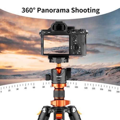חצובת סיבי פחמן עם ראש כדורי - K&F Concept PRO Carbon Fiber Tripod & Monopod Kit D254C1 + BH-28L