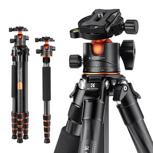 חצובת סיבי פחמן עם ראש כדורי - K&F Concept PRO Carbon Fiber Tripod & Monopod Kit A255C2 + BH-36L
