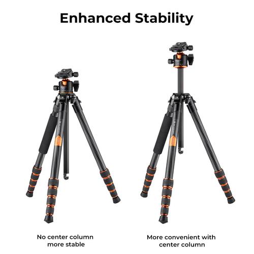 חצובת סיבי פחמן עם ראש כדורי - K&F Concept PRO Carbon Fiber Tripod & Monopod Kit A255C2 + BH-36L