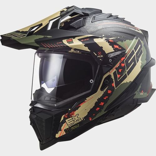 קסדת אדוונצ'ר קרבון מלא  LS2 דגם MX701 CARBON צבע חול\צבאי