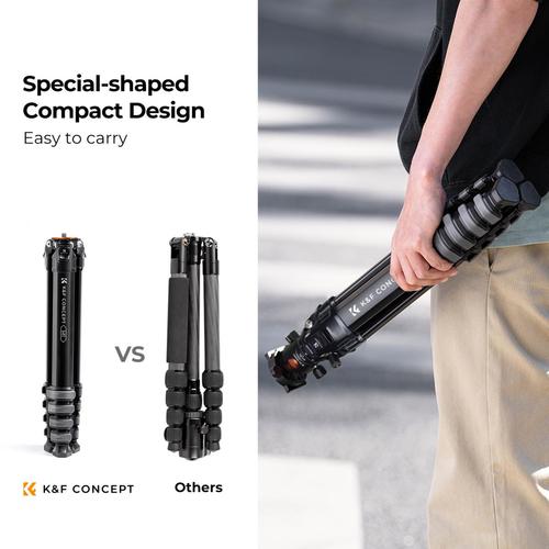 חצובת אלומיניום עם ראש כדורי - K&F Concept Aluminum Travel Tripod M1 + BH35L