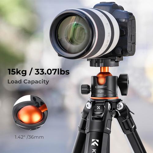חצובת אלומיניום עם ראש כדורי - K&F Concept Aluminum Travel Tripod M1 + BH35L