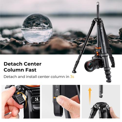 חצובת אלומיניום עם ראש כדורי - K&F Concept Aluminum Travel Tripod M1 + BH35L