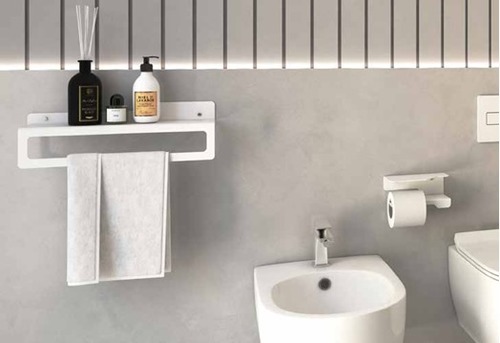 מדף בשילוב תליית מגבת לבן  PIEGA shelf
