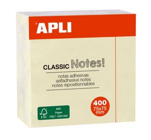 פתקיות ממו צהובות 75X75 APLI (400 דף)