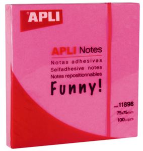 פתקיות ממו APLI 75X75 ורוד זוהר (100 דף)