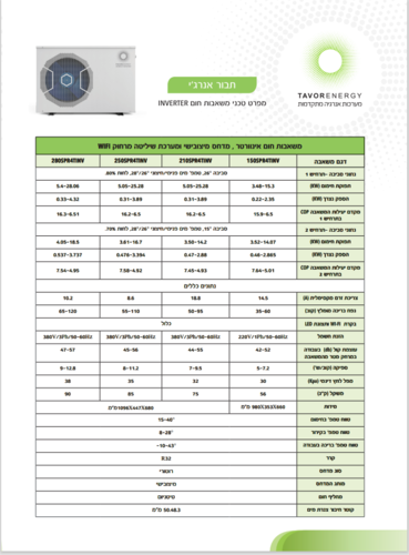 משאבת חום לבריכה 28KW תלת פאזי INVERTER NE-280SPR4TINV (בריכות 60-110 קוב)