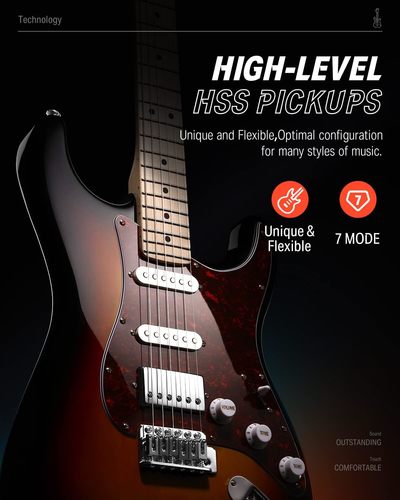 באנדל גיטרה חשמלית EC1415 בצבע סאנברסט DST152 כולל מגוון מוצרים נלווים ושיעורי אונליין מבית DONNER