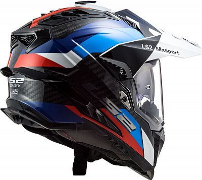 קסדת אדוונצ'ר קרבון מלא LS2 דגם MX701 CARBON צבע כחול\אדום\לבן 