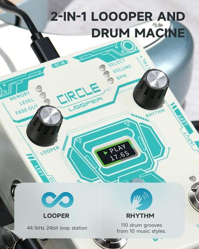 פדל לופר לגיטרה עם מכונת תופים Circle Looper מבית DONNER