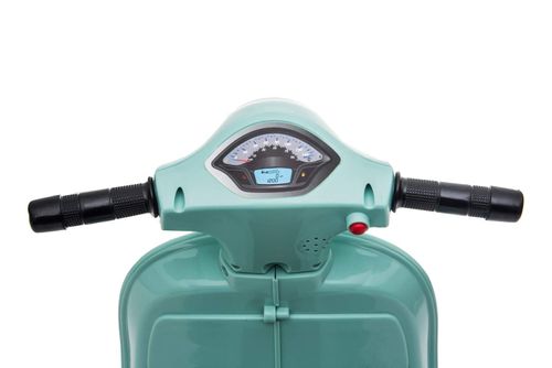 בימבה אופנוע ממונעת 6V וספה VESPA עם גלגלי עזר, מונע התהפכות, אורות ואפקטים קוליים בעברית - ורוד