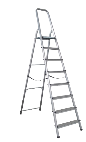 סולם אלומיניום 8 שלבים עם משטח עליון רחב
