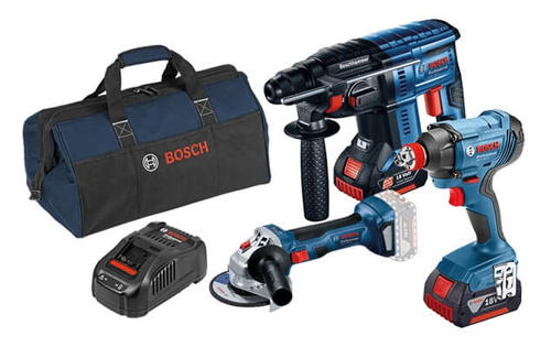 סט 3 כלים  מברגת אימפקט, פטישון, משחזת ליתיום +2 סוללות 5AH Professional 18V- Li + תיק נשיאה