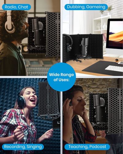 מסך אקוסטי מתקפל למיקרופון עם 3 רמות בידוד MK-0119 מבית MOUKEY