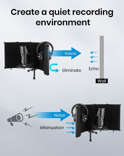 מסך אקוסטי מתקפל למיקרופון עם 3 רמות בידוד MK-0119 מבית MOUKEY