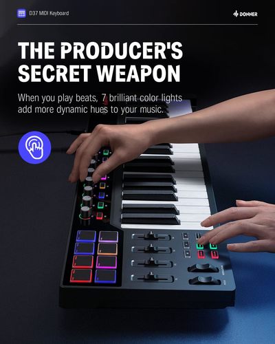 מקלדת שליטה 37 קלידים מלאים D37 וחיבור USB MIDI מבית DONNER