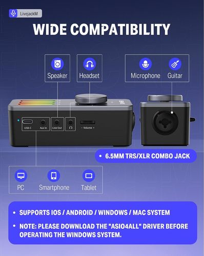 כרטיס קול קומפקטי EC2817 עם כניסת קומבו LIVEJACK M מבית DONNER