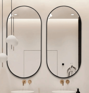 מראה אובלית מסגרת דקה - שחור מט 70*140