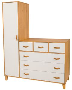 שידת החתלה משולבת ארון קטן רוחב 140 ס"מ עם מסילות שקטות דגם יעל - לבן+טבעי