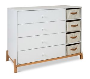 שידת החתלה 120 ס"מ עם מסילות שקטות אוטומטיות דגם אמסטרדם (סלסלות לבן)