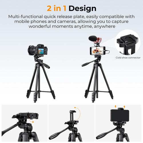 חצובה אוניברסלית עם שלט אלחוטי - K&F Concept B174A1 Aluminum Travel Tripod with Bluetooth Remote
