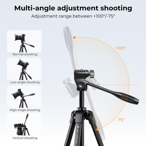 חצובה אוניברסלית עם שלט אלחוטי - K&F Concept B174A1 Aluminum Travel Tripod with Bluetooth Remote
