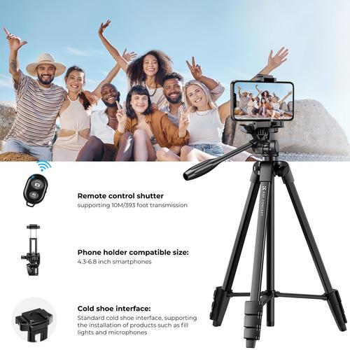 חצובה אוניברסלית עם שלט אלחוטי - K&F Concept B174A1 Aluminum Travel Tripod with Bluetooth Remote