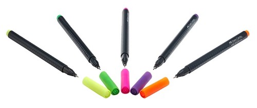 5 עטים צבעוניים זוהרים בעובי 0.4 Grip Finepen 