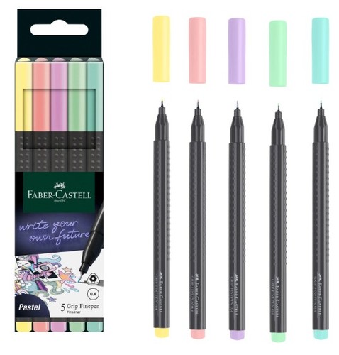 5 עטים צבעוניים בגווני פסטל בעובי 0.4 Grip Finepen 