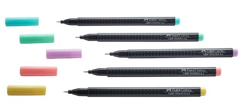 5 עטים צבעוניים בגווני פסטל בעובי 0.4 Grip Finepen 