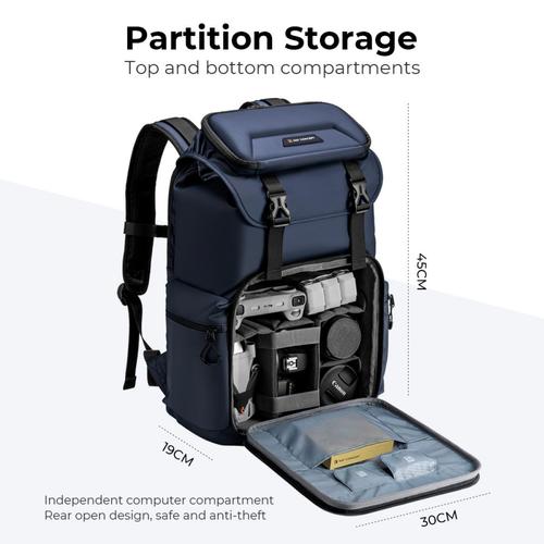 תיק גב לצילום לשימוש רב תכליתי - K&F Concept Multifunctional Camera Backpack 25L (Blue)