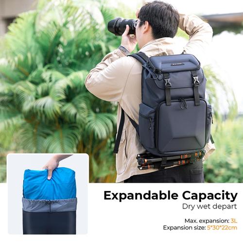 תיק גב לצילום לשימוש רב תכליתי - K&F Concept Multifunctional Camera Backpack 25L (Blue)
