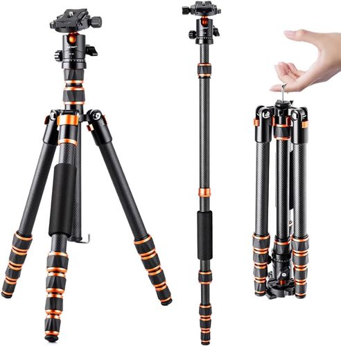 חצובת סיבי פחמן עם ראש כדורי - K&F Concept BA225 Professional Carbon Fiber Tripod C225C0 + BH-25