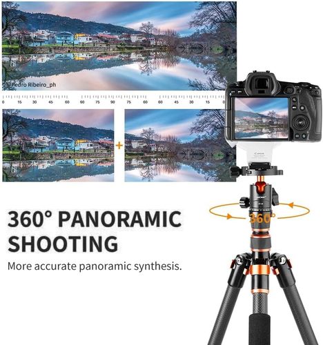 חצובת סיבי פחמן עם ראש כדורי - K&F Concept BA225 Professional Carbon Fiber Tripod C225C0 + BH-25