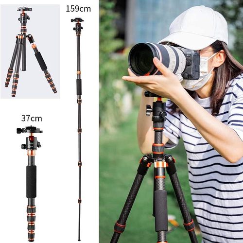 חצובת סיבי פחמן עם ראש כדורי - K&F Concept BA225 Professional Carbon Fiber Tripod C225C0 + BH-25