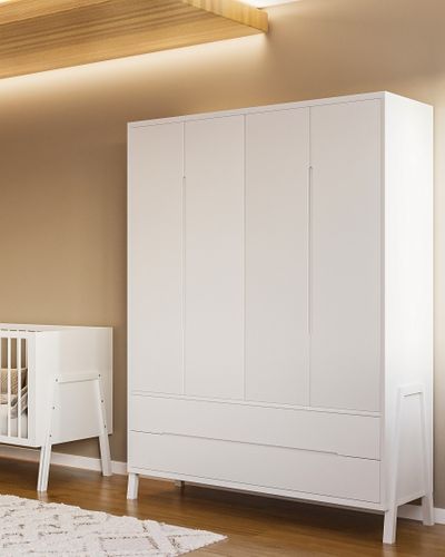 ארון רחב לחדר תינוק / ילדים 4 דלתות עשוי MDF עם מסילות טריקה שקטה - ורונה