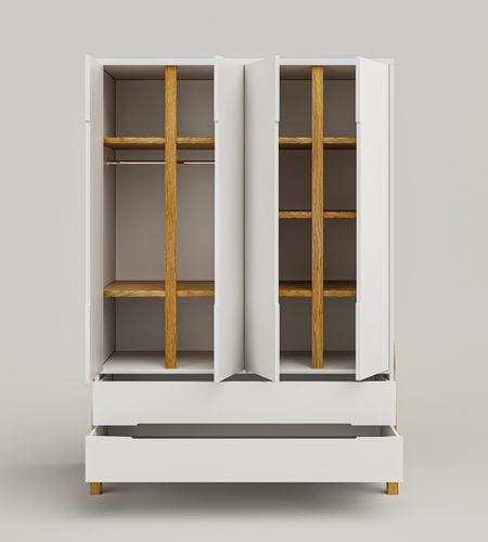 ארון רחב לחדר תינוק / ילדים 4 דלתות עשוי MDF עם מסילות טריקה שקטה - רומא