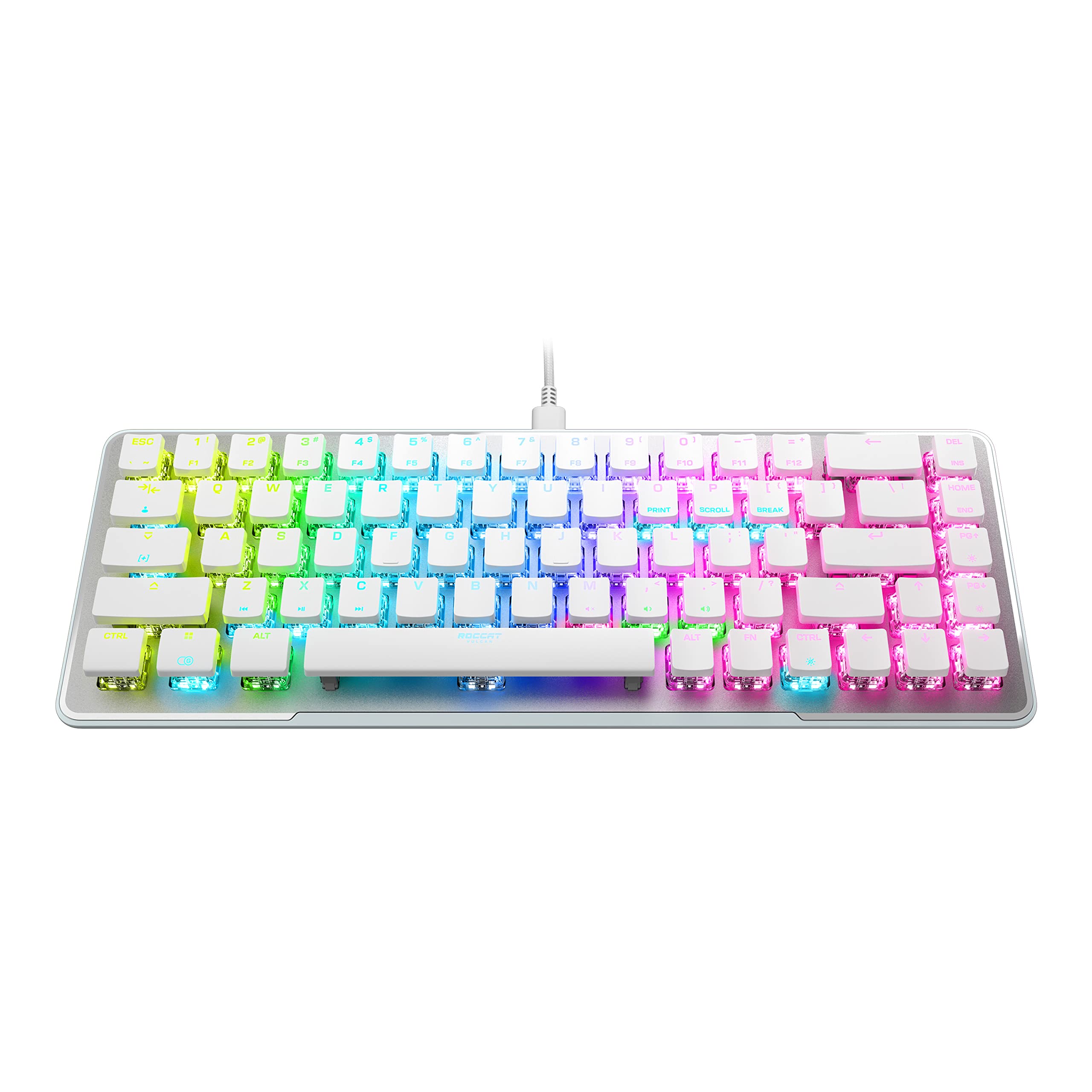 מקלדת גיימינג מכאנית מוארת Roccat Vulcan II Mini Linear Red Switch - בצבע לבן