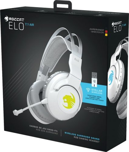 אוזניות גיימינג אלחוטיות Roccat Elo 7.1 Air Wireless Over-ear RGB - צבע לבן