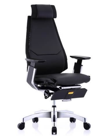 כיסא רשת ארגונומי ריפוד עור עם הדום Comfort Genidia
