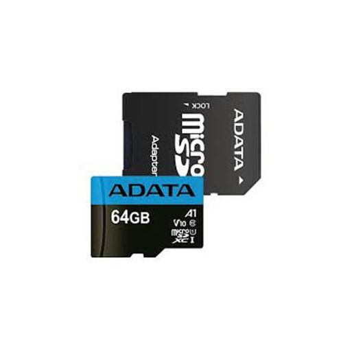 כרטיס זיכרון מיקרו ADATA MICROSDHC 64GB AUSDX64GUICL10A1-RA1