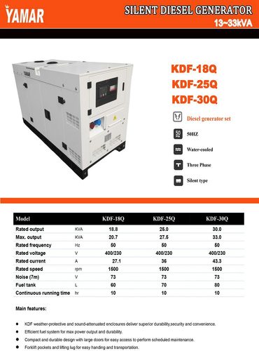 גנרטור דיזל תלת פאזי 25.0kVA מושתק