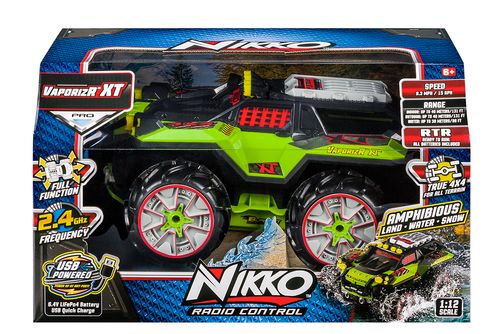 מכונית מפלצת שטח אמפיבית עם שלט וטעינת USB מתאימה לכל שטח (חול, בוץ, שלג ואפילו מים) VaporizR XT - ירוק