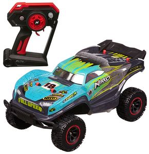 טנדר מרוץ 4X4 עלית טרק Elite Trucks עם שלט, טעינת USB גלגלים רחבים ומהירות עד 20 קמ"ש - אפור/כחול