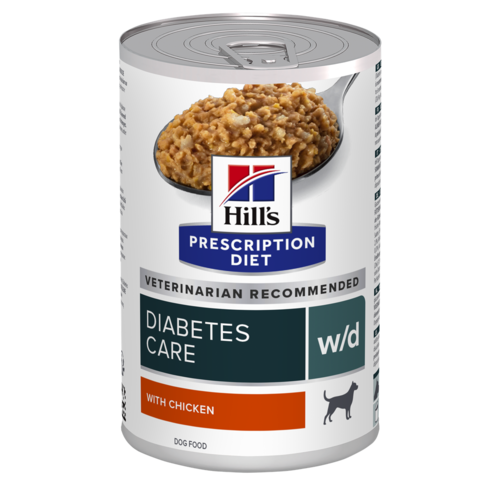 הילס שימורי w/d | Hill's Prescription Diet דיאביטיס קייר לכלב, 370 גר' (עם עוף)