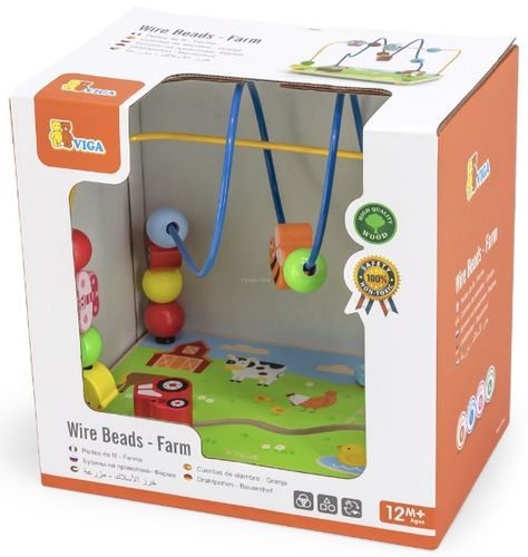 מבוך חרוזים 2 מסלולים חווה עם טרקטור נגרר ושבשבת מסתובבת