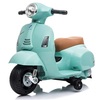 בימבה אופנוע ממונעת 6V וספה VESPA עם גלגלי עזר, מונע התהפכות, אורות ואפקטים קוליים בעברית - טורקיז 