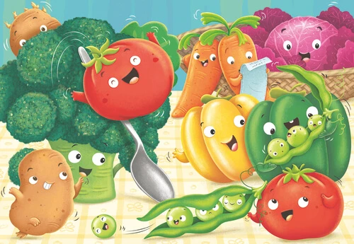 פאזל פירות וירקות שמחים לגילאי 4+