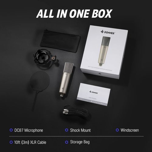 מיקרופון קונדנסר EC2802 עם דיאפרגמה גדולה DC87 מבית DONNER